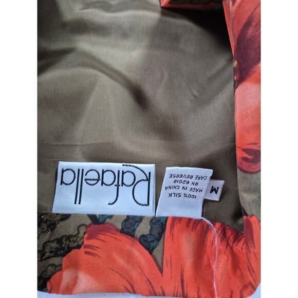 Vintage 80s Rafaella 100% Silk Hawaiian Floral 2PC Skirt Suit Orange Sz M NWOT - Picture 5 of 6